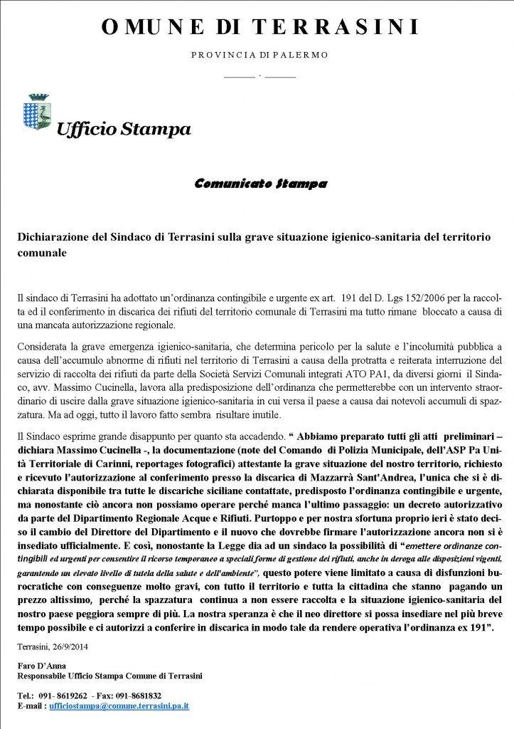 comunicato stampa