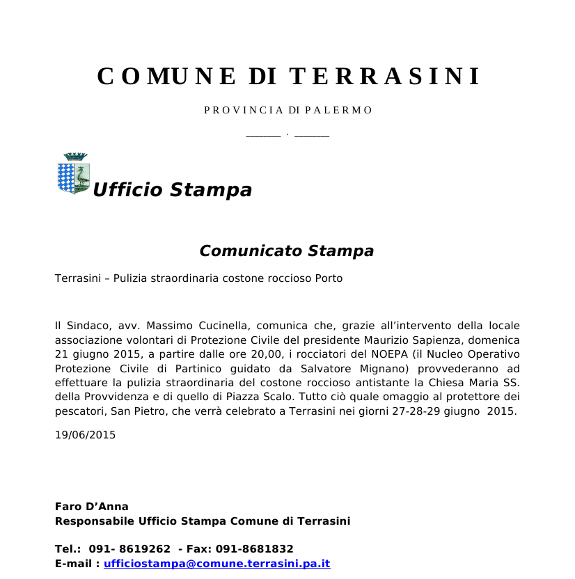 COMUNICATO STAMPA